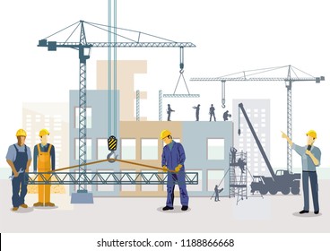 Building house. Work process of buildings construction
