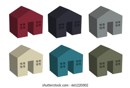 Building houses icon in 3D, vector
