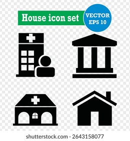 Building Icon. apartment, flat, home, architecture, property, building, residential, silhouette vector icon set Eps 10.