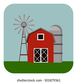 Building icon, barn vector illustration