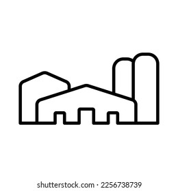 Building icon. Black contour linear silhouette. Front view. Editable strokes. Vector simple flat graphic illustration. Isolated object on a white background. Isolate.