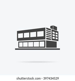 building icon. Black building and isolated skyscraper, tower and office city architecture, house business building logo, apartment office vector illustration