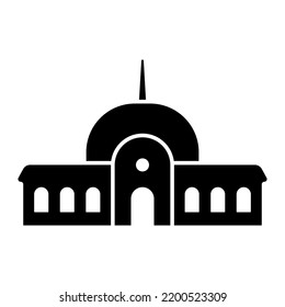 Building icon. Black silhouette. Front view. Vector simple flat graphic illustration. Isolated object on a white background. Isolate.