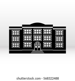 Building icon, black web symbol in flat design on white background. Vector illustration.