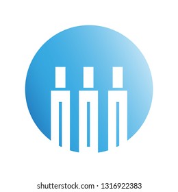 building icon in blue circle shape