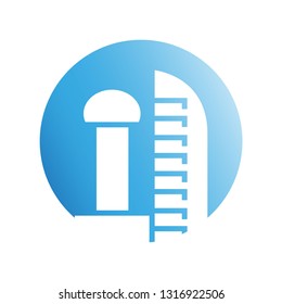 building icon in blue circle shape