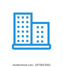 Building icon with blue line design