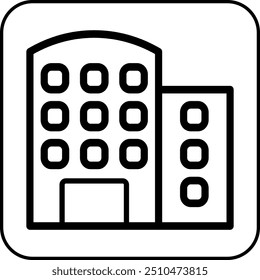 Building icon border black illustration