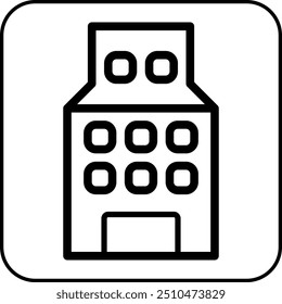 Building icon border black illustration