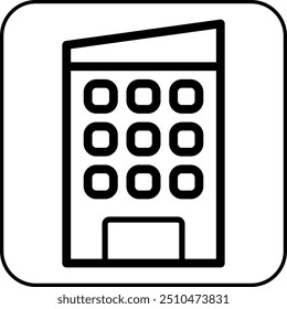 Building icon border black illustration