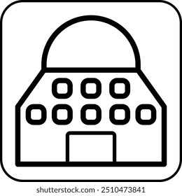 Building icon border black illustration