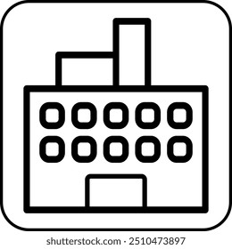Building icon border black illustration