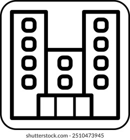 Building icon border black illustration