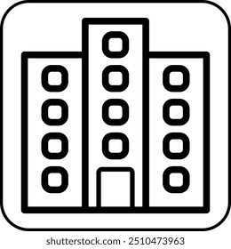 Building icon border black illustration