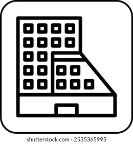 Building icon border black illustration
