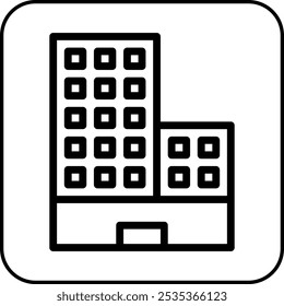 Building icon border black illustration