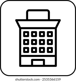 Building icon border black illustration