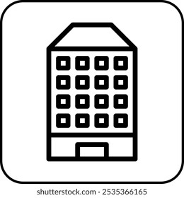 Building icon border black illustration