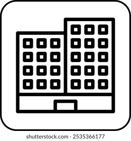 Building icon border black illustration