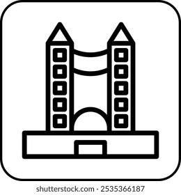 Building icon border black illustration