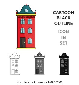 Building icon in cartoon style isolated on white background. Architect symbol stock vector illustration.