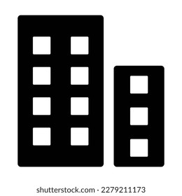 icono de construcción, vector de ciudad, ilustración de hotel