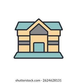colección de icono de edificio. Estilo de diseño con fondo