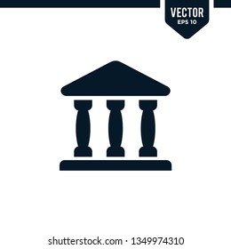 Building icon collection in glyph or flat style vector. related to bank. architecture or court house.