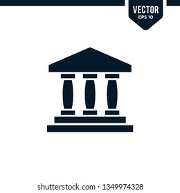 Building icon collection in glyph or flat style vector. related to bank. architecture or court house.