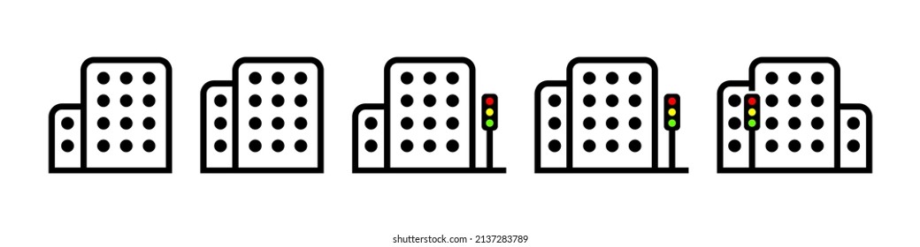 building icon collection, building icon monoline vector