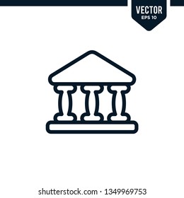 Building icon collection in outlined or line art style. editable stroke vector. related to bank. architecture or court house.