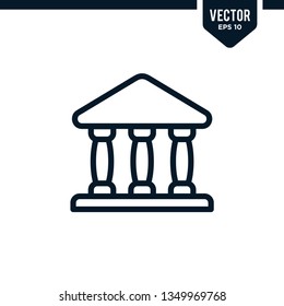 Building icon collection in outlined or line art style. editable stroke vector. related to bank. architecture or court house.