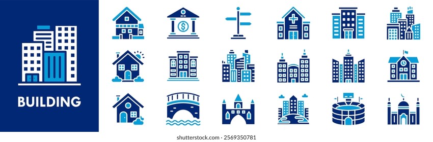 Building icon collection set. Containing design architecture, city, building, modern, urban