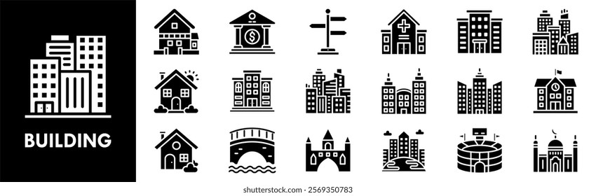 Building icon collection set. Containing design architecture, city, building, modern, urban