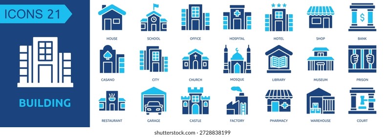 Color de glifo del conjunto de colecciones de iconos de construcción