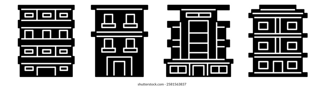 Building icon collection. Stock vector illustration.