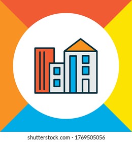 Building icon colored line symbol. Premium quality isolated apartment element in trendy style.