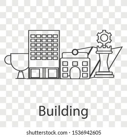 Building icon concept on transparency background. creative idea design use for your project. Line vector illustration for presentation, brochure, mobile app or web page. 
