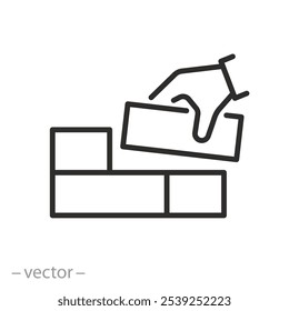 building icon, construction, brickwork line symbol, vector illustration