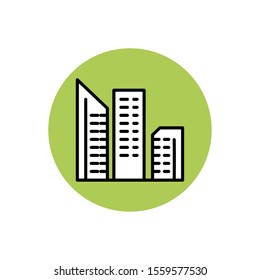 Building icon design, Architecture urban model downtown contemporary metropolis and exterior theme Vector illustration