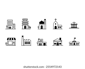Building Icon Design Element Set 