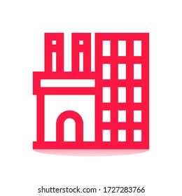 Diseño de iconos de construcción con estilo de línea roja
