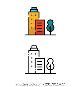 Building icon design in two variation color