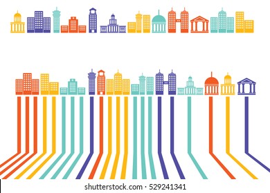 Building Icon Design Wire Cable colorful vector illustration