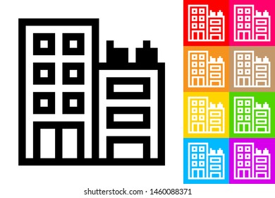 Building Icon With Different Color Background