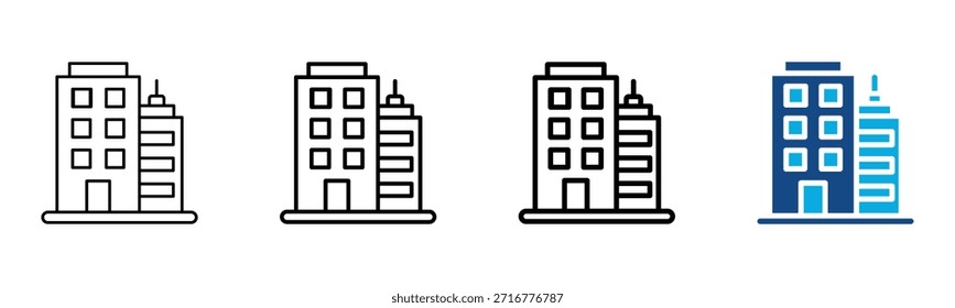 Building Icon Different Style Outline Collection Set Vector Illustration
