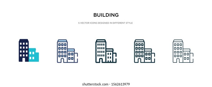 building icon in different style vector illustration. two colored and black building vector icons designed in filled, outline, line and stroke style can be used for web, mobile, ui