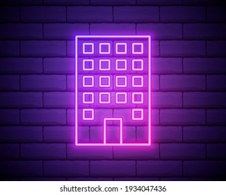 building icon. Elements of Bulding Landmarks in neon style icons. Simple icon for websites, web design, mobile app, info graphics isolated on brick wall.