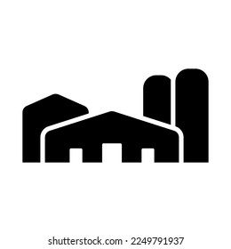 Building icon. Farm, factory. Black silhouette. Front view. Vector simple flat graphic illustration. Isolated object on a white background. Isolate.