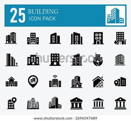 Building Icon and building fill icon pack
